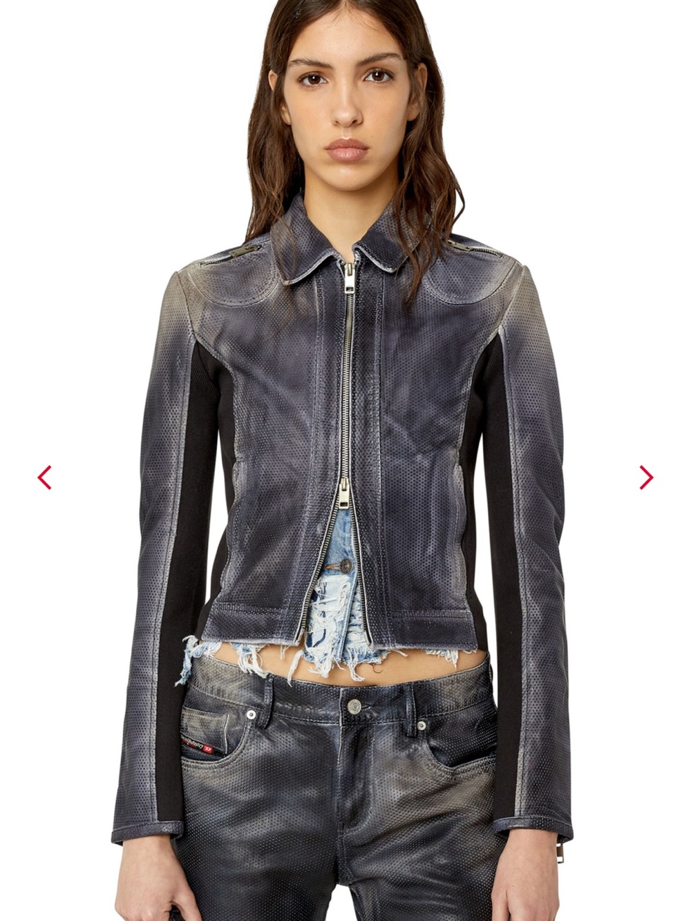 Diesel Perforated Gray & Black Moto Jacket